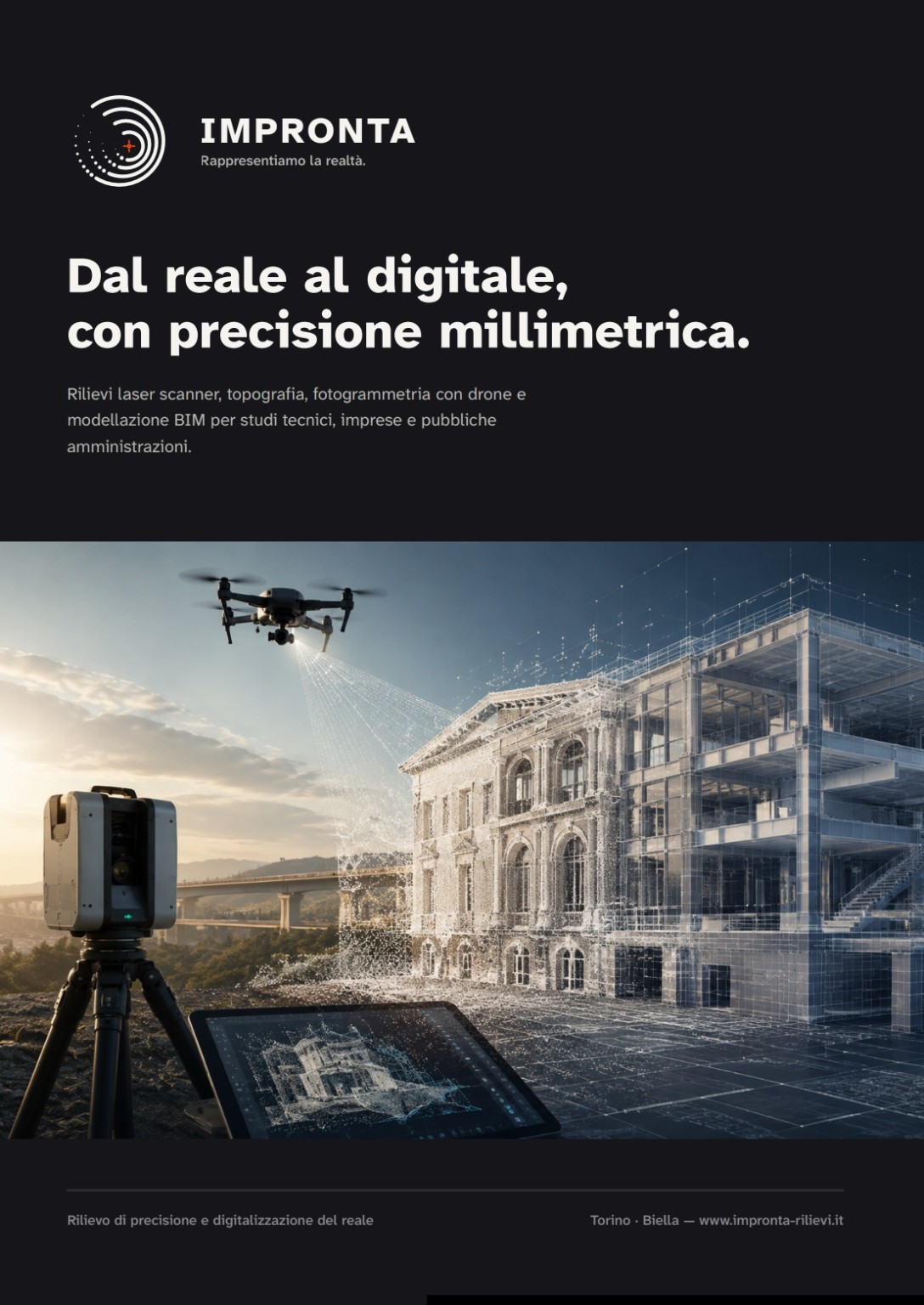 Rilievo laser scanner, fotogrammetria con drone e modellazione BIM